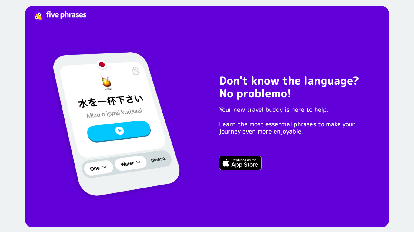 Five Phrases Landing page