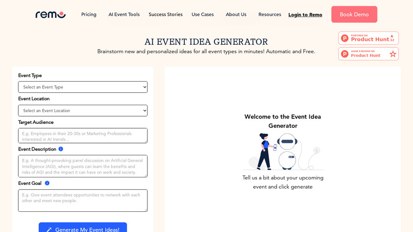 AI Event Idea Generator Landing Page