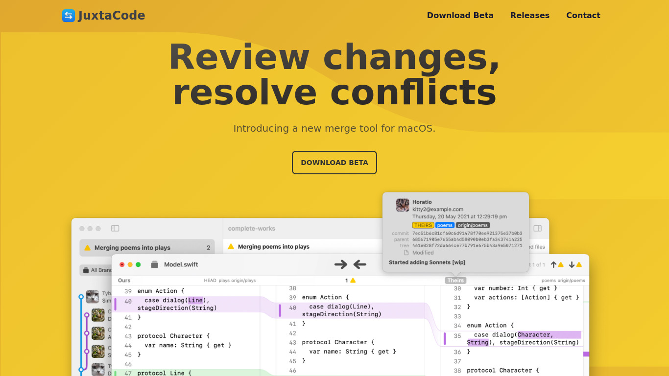 JuxtaCode Landing page