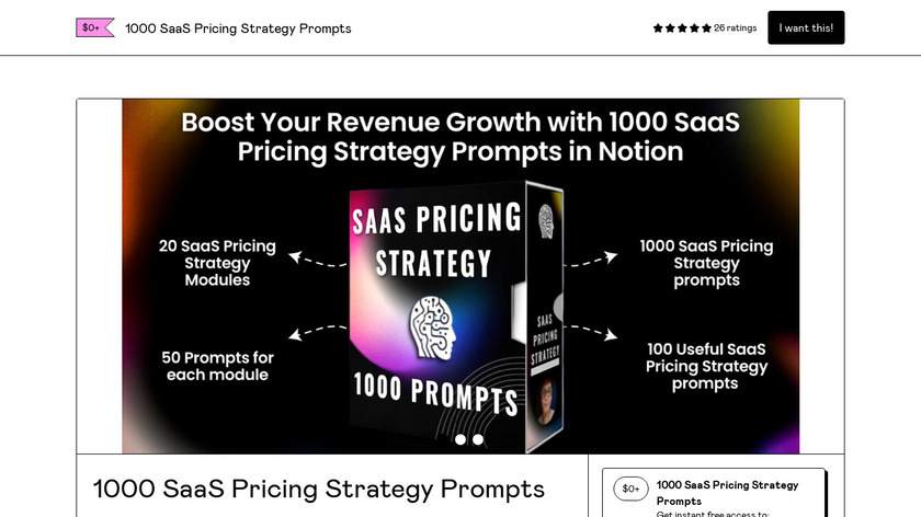 1000+ SaaS Pricing Strategy Prompts Landing Page