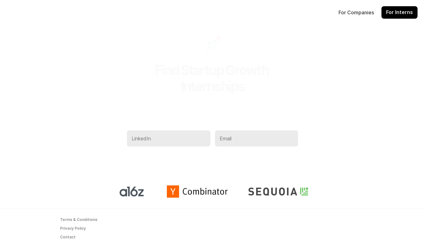 OnlyInterns Landing page