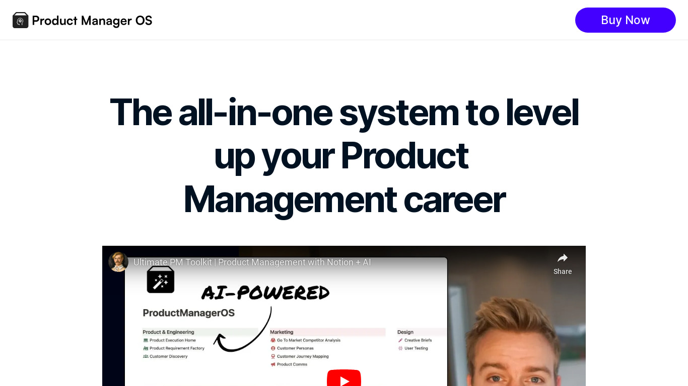 Product Manager OS Landing page