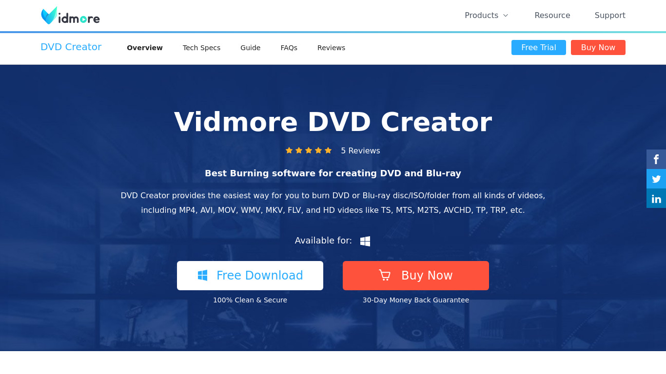 Vidmore DVD Creator Landing page