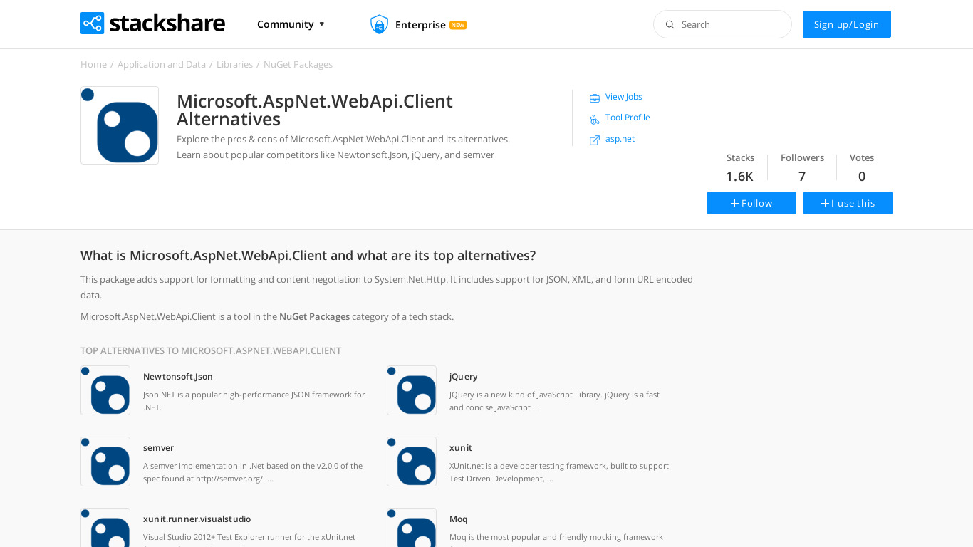 Microsoft.AspNet.WebApi.Client Alternatives Landing page