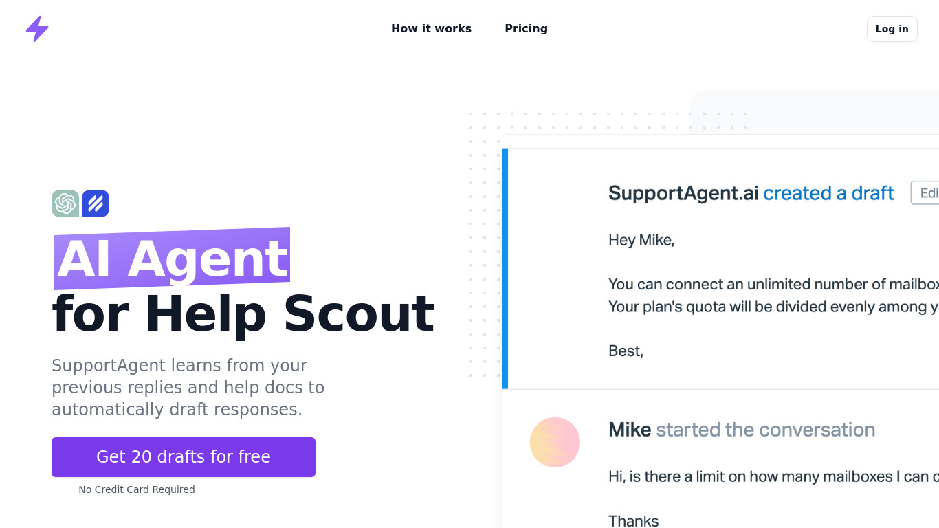 ChatGPT for HelpScout Landing page