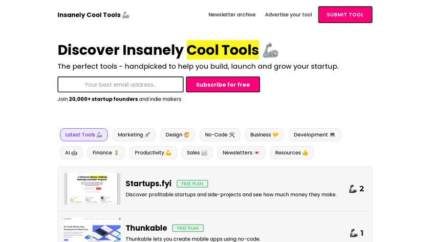 Insanely Cool Tools Landing Page