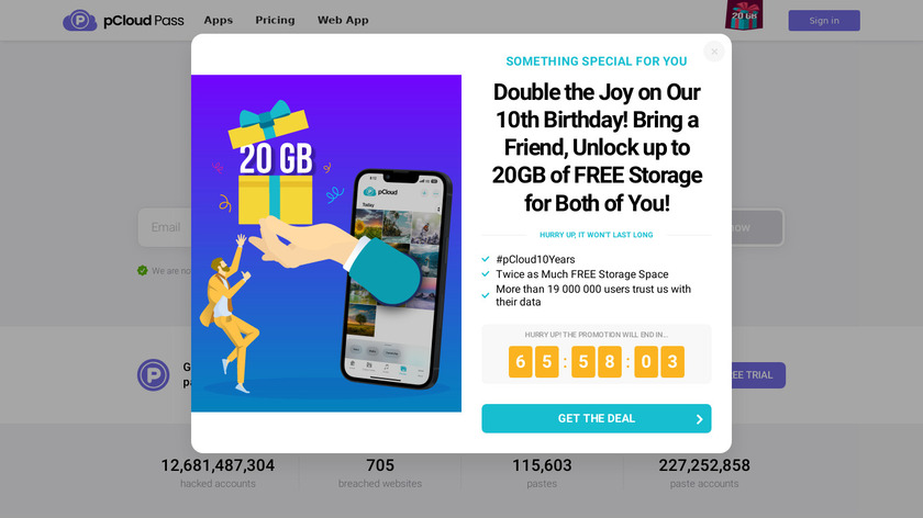 pCloud Pass Landing Page