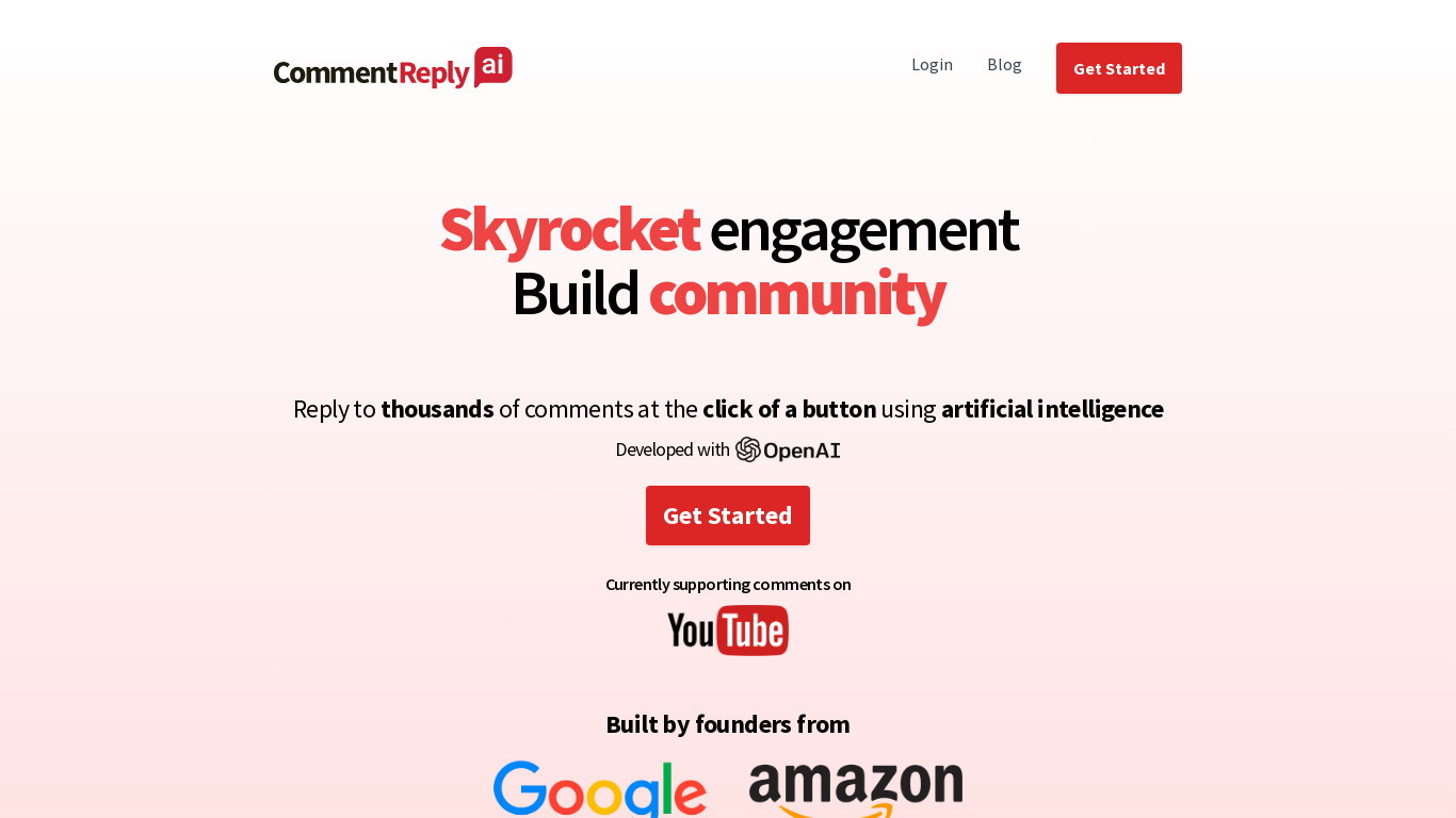 CommentReply.AI Landing page