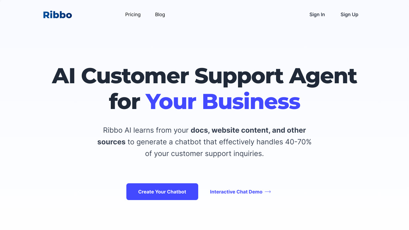 Ribbo AI Landing page