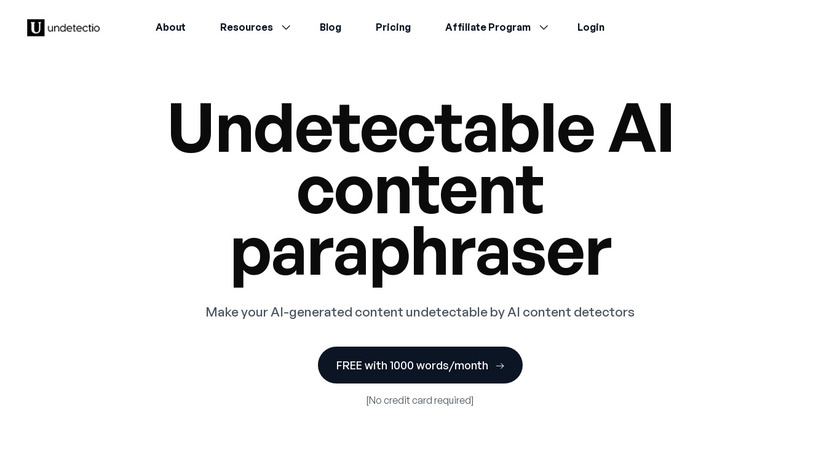 Undetectio Landing Page