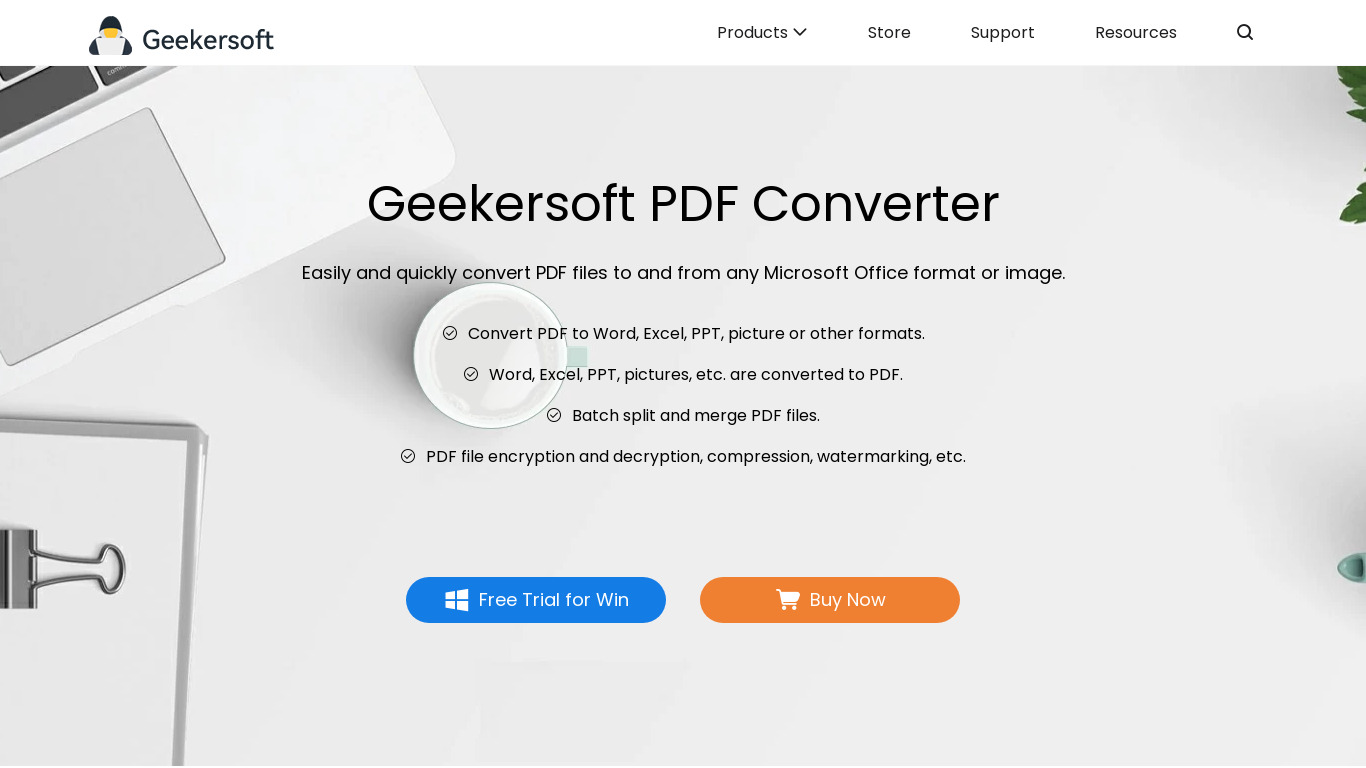 Geekersoft PDF Converter Landing page