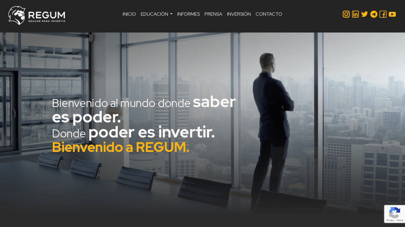 REGUM Landing page