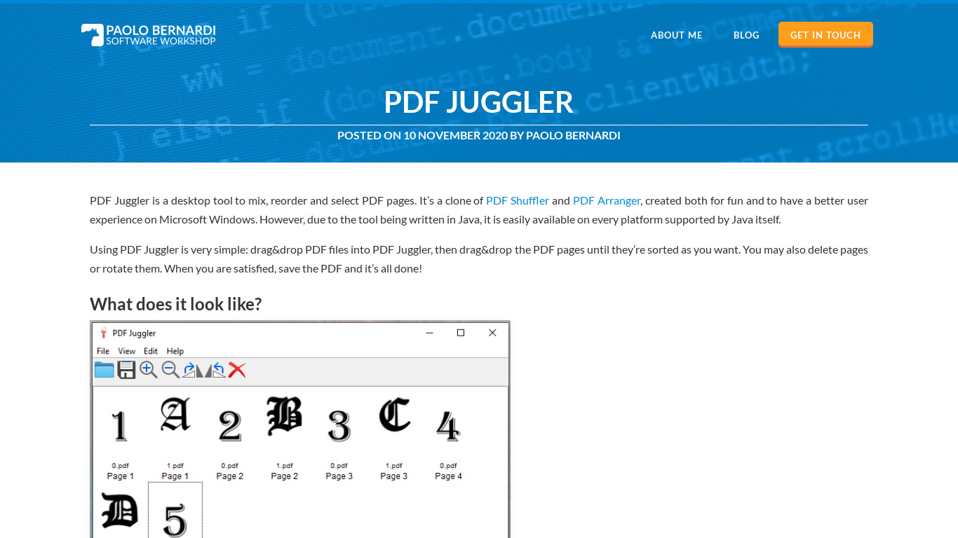 PDF Juggler Landing page