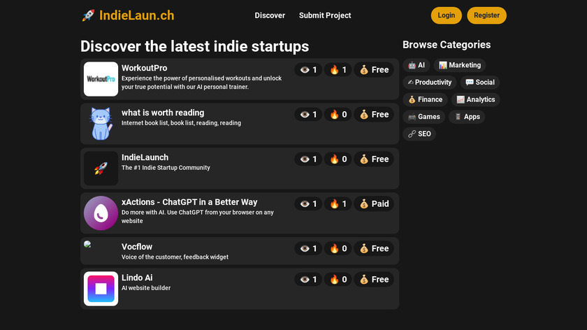 IndieLaunch Landing Page