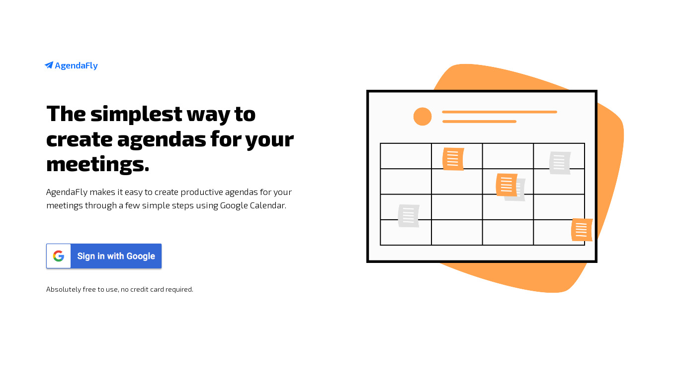 AgendaFly Landing page