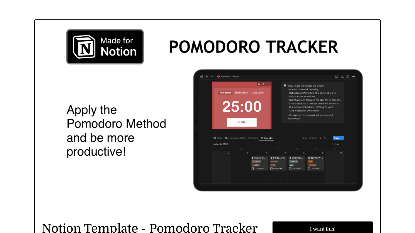 Pomodoro Tracker Landing page