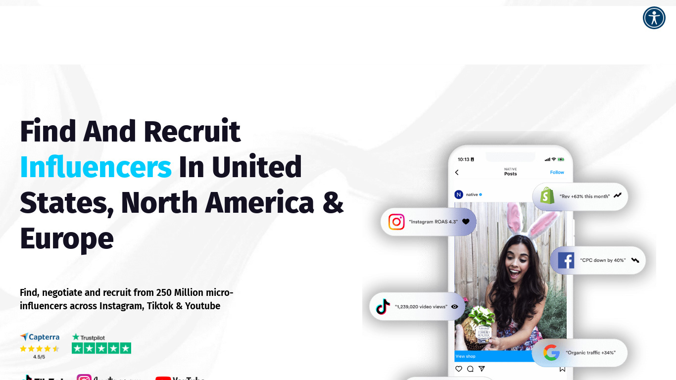 Influencify.co Landing page