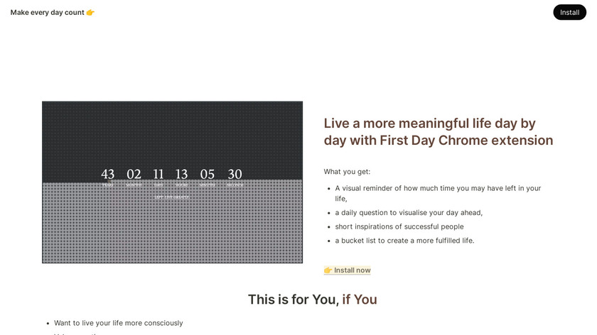 First Day Chrome Extension Landing Page