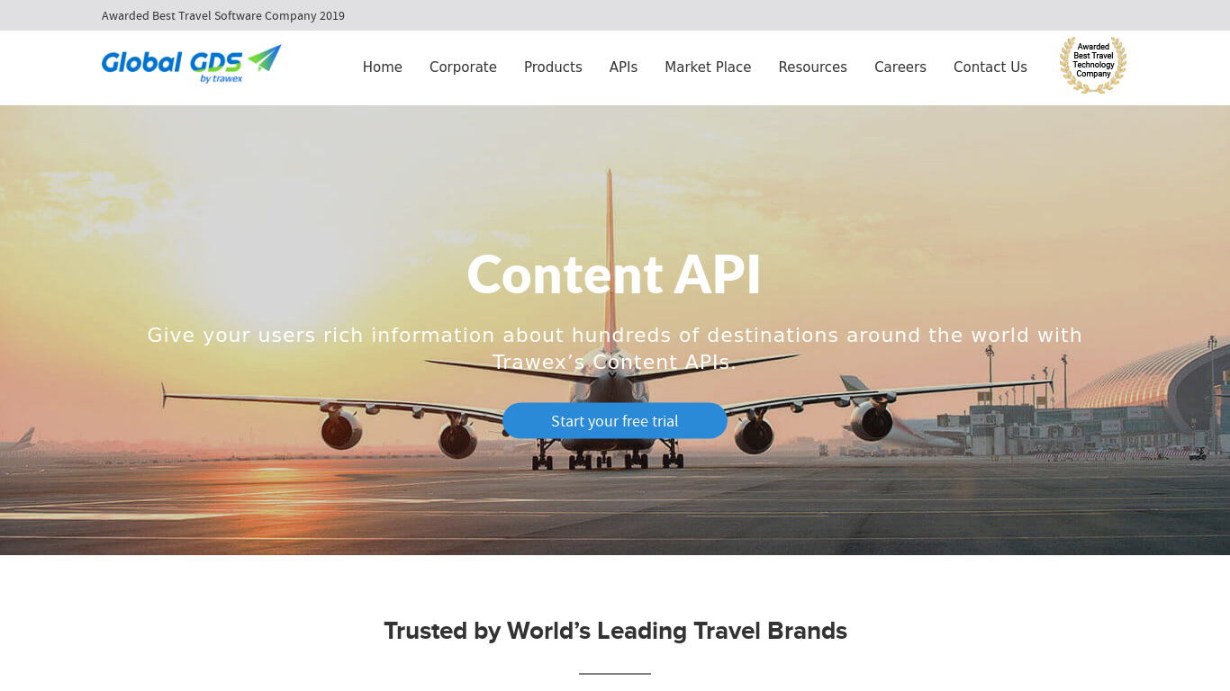 Travel Content API Landing page