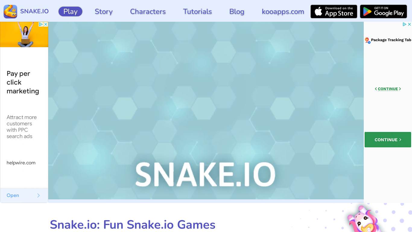 Snake.io Landing page