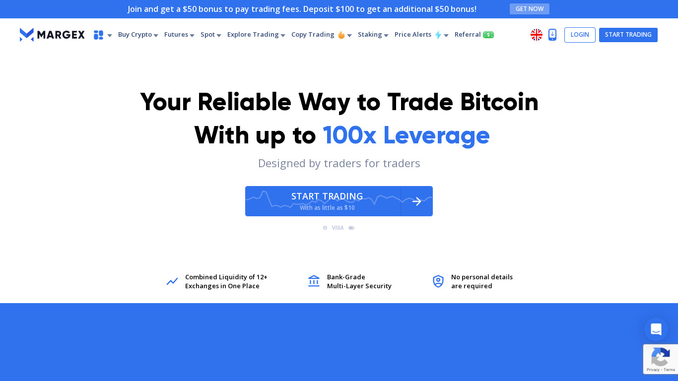 Margex - Copy trading Landing page