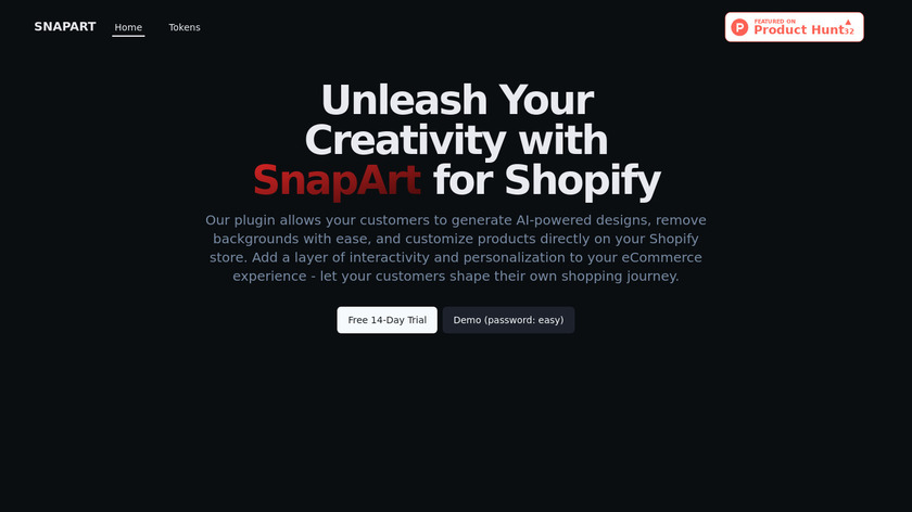 SnapArt | Shopify Plugin Landing Page