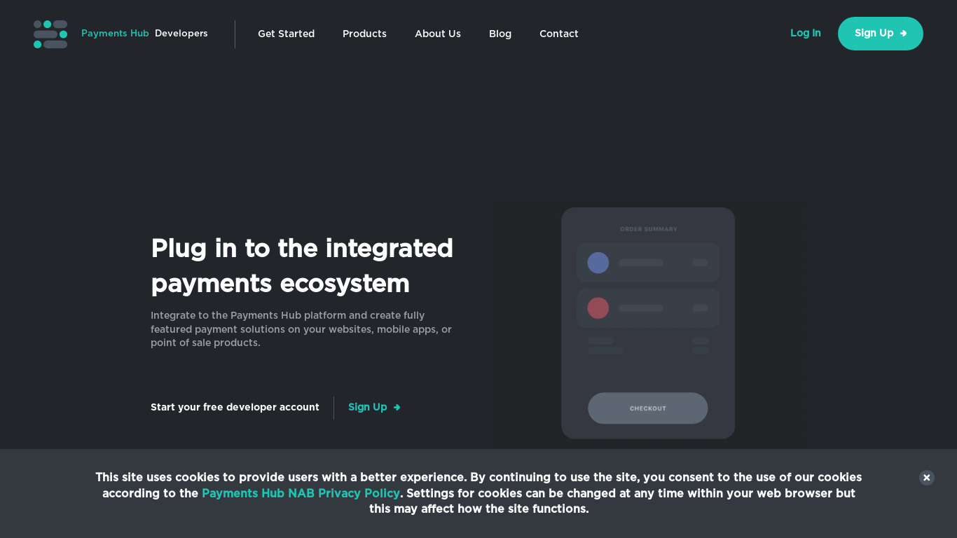 Payments Hub Developers Landing page