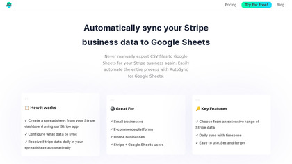 AutoSync for Google Sheets Stripe add-on screenshot