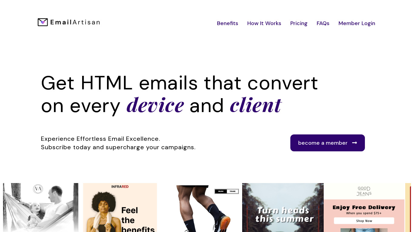 EmailArtisan.io Landing page