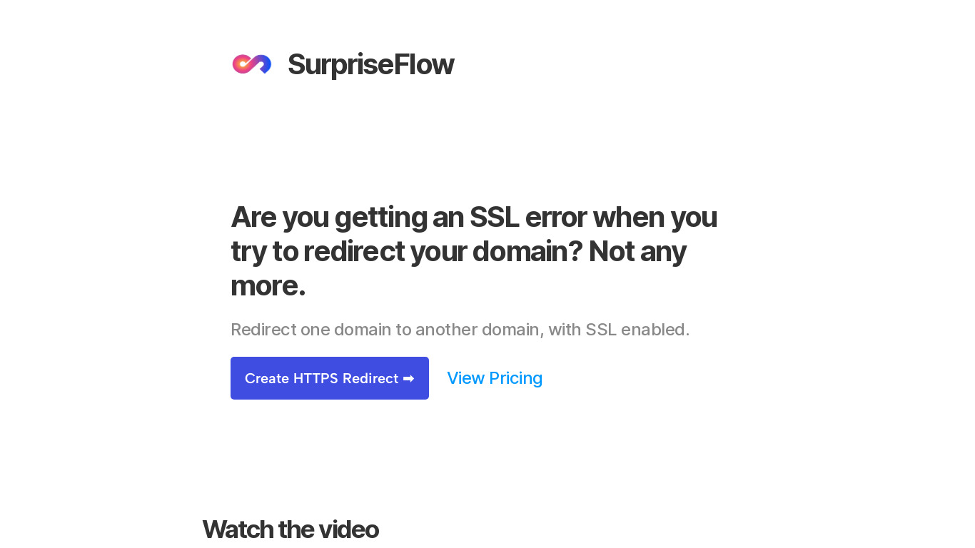 SurpriseFlow | HTTPS Domain Redirects Landing page