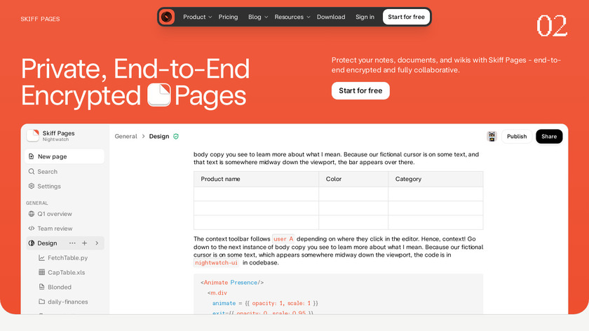 Skiff Pages Landing Page