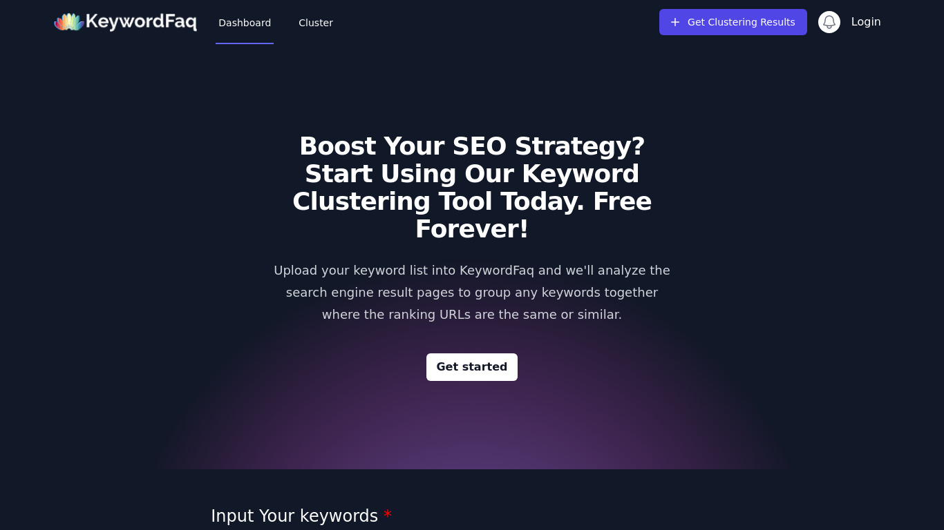 Keyword Faq Landing page