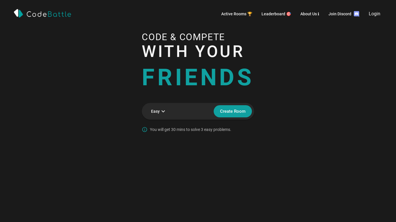 CodeBattle Landing page