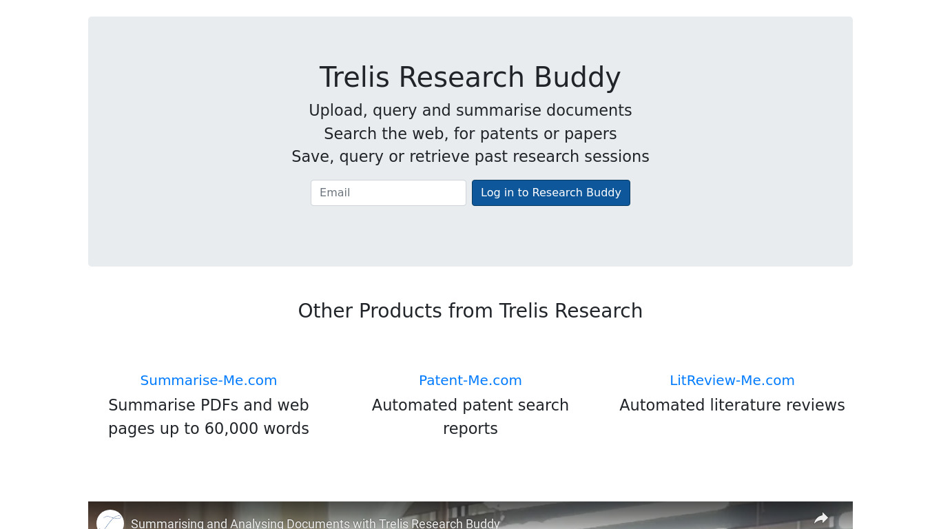 Research Buddy Landing page