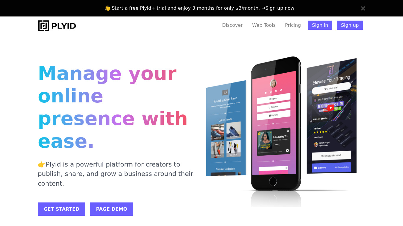 Plyid Landing page