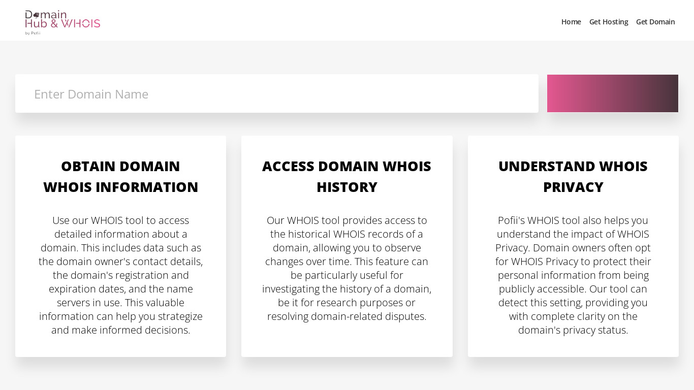 Domain Hub  WHOIS Landing page