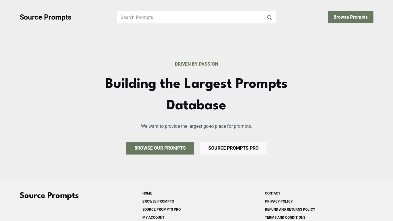 Source Prompts Landing page