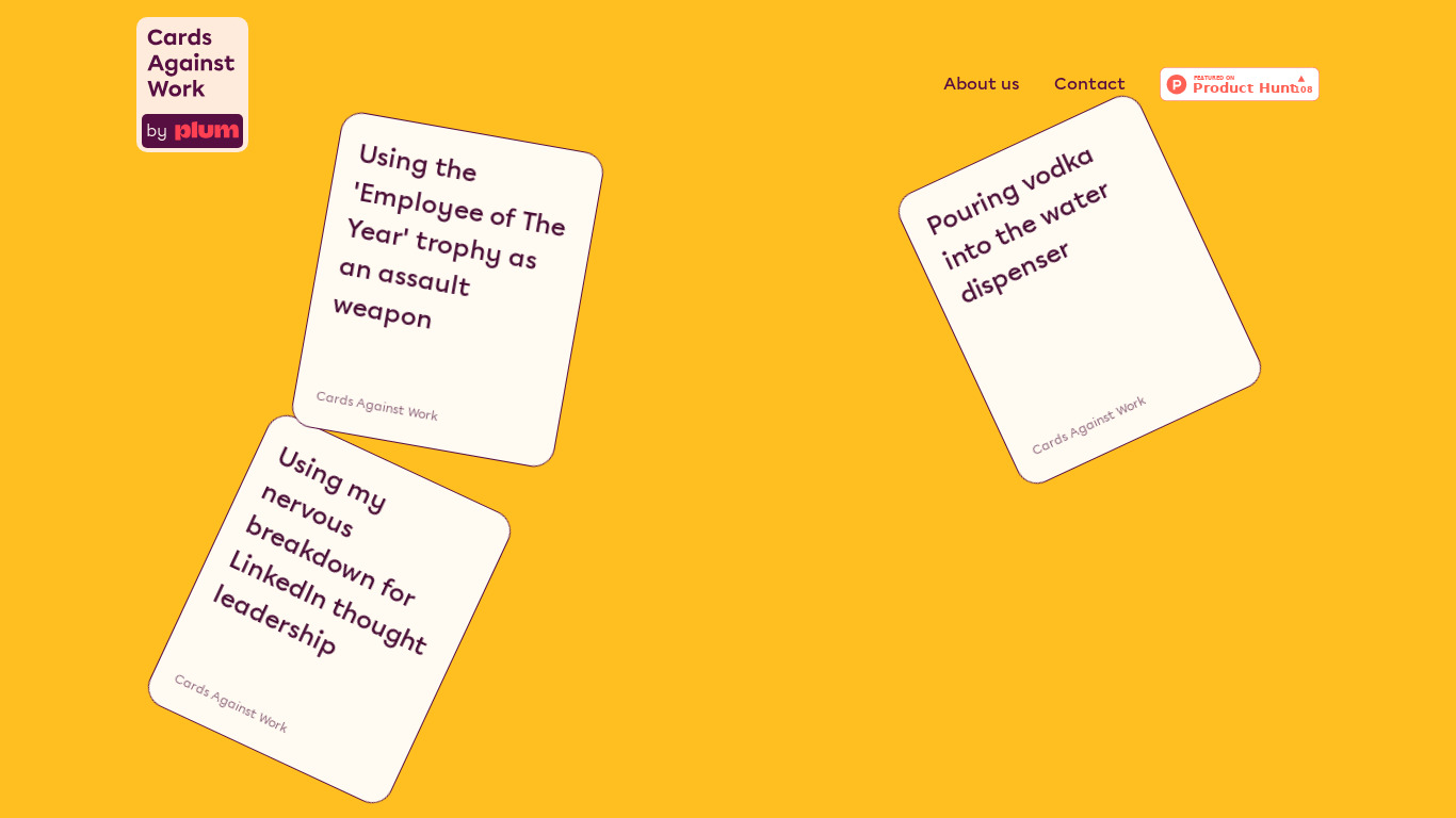 Cards Against Work Landing page