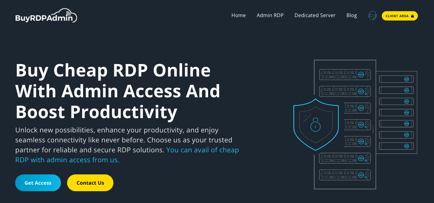 Buy RDP Admin Landing page