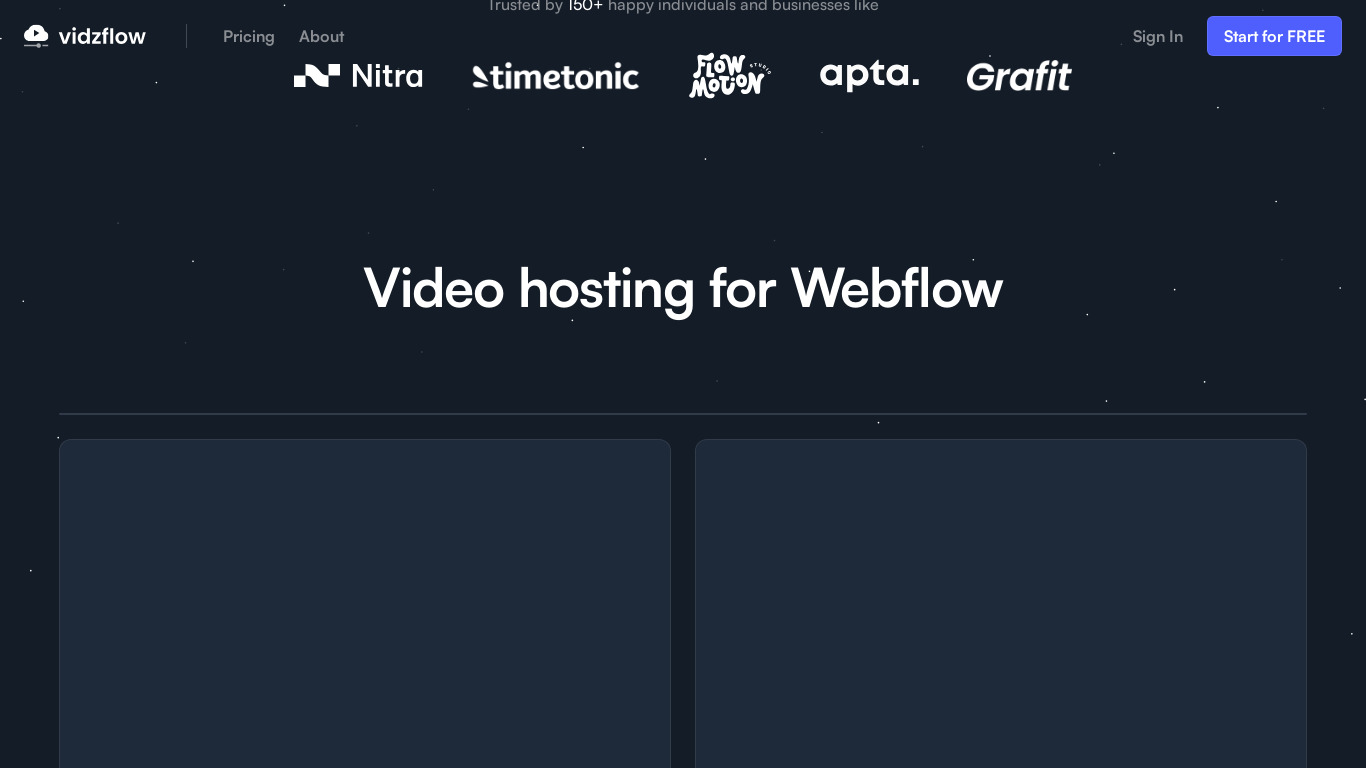 Vidzflow Landing page