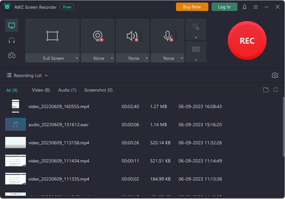 AWZ Screen Recorder Landing page