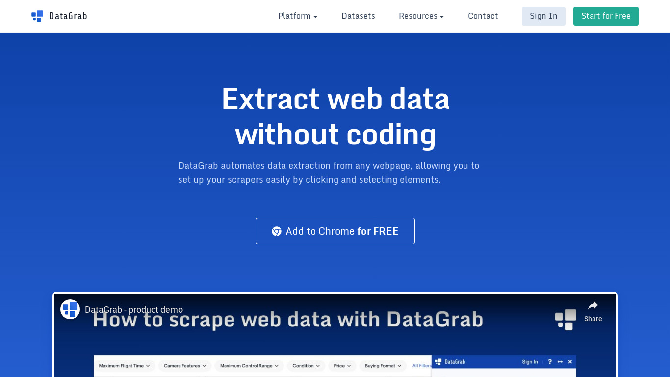 DataGrab.io Landing page