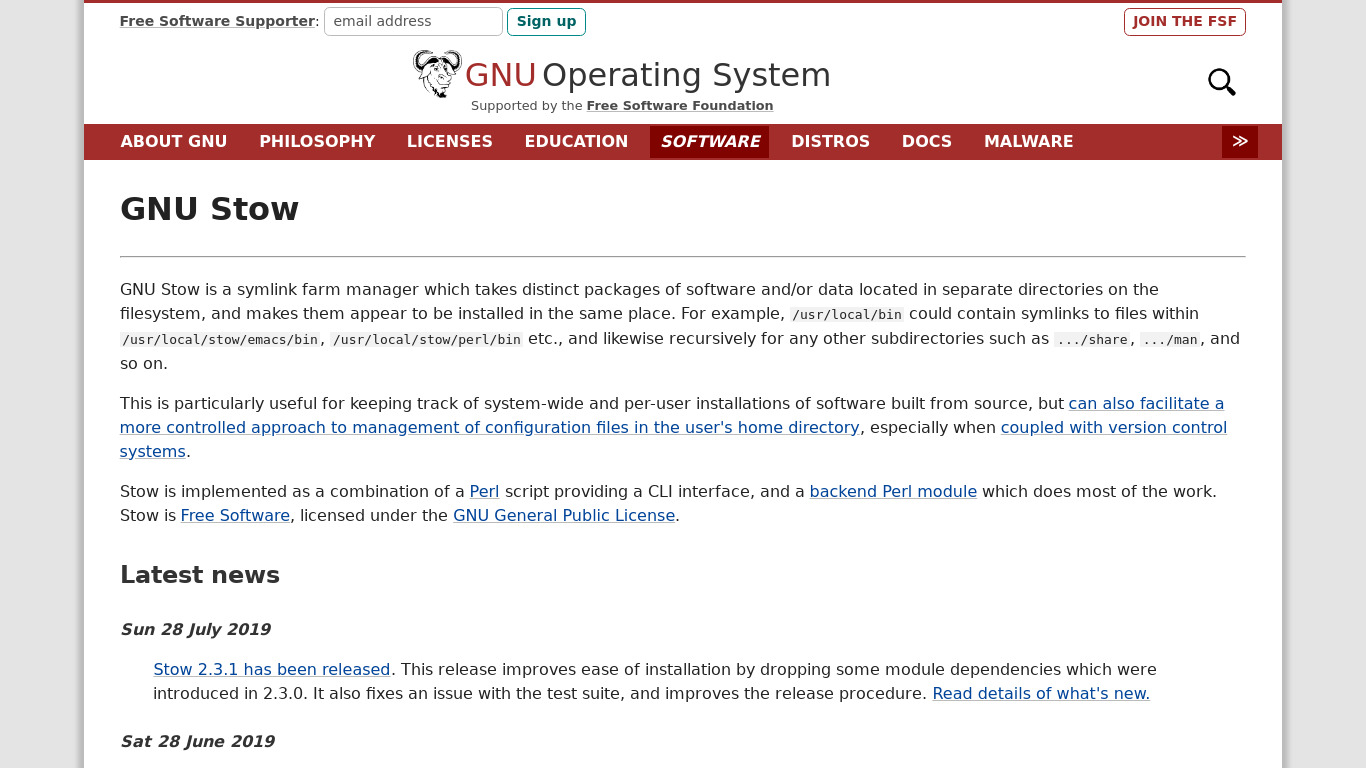 GNU Stow Landing page