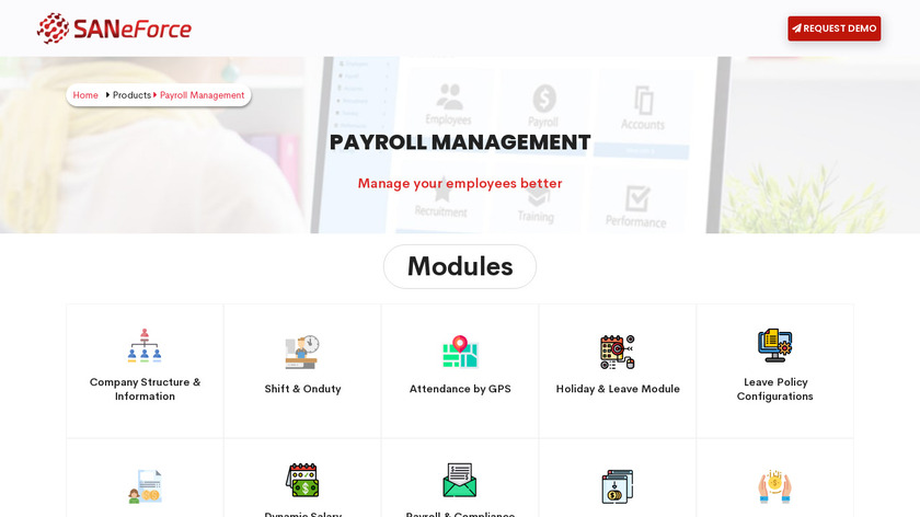 SANeForce Payroll Management Landing Page