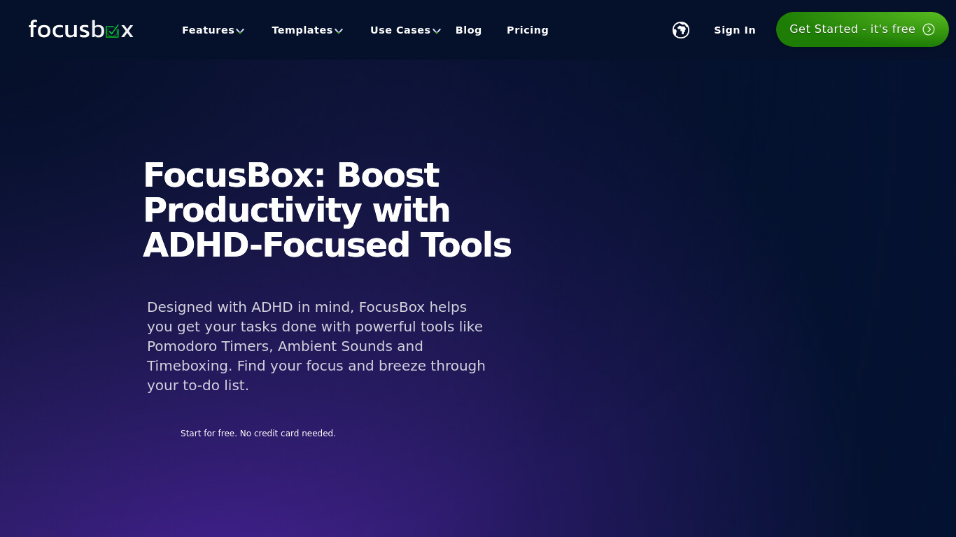 FocusBox Landing page