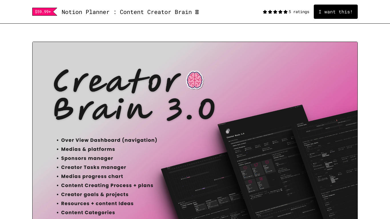 Creator Brain Landing page