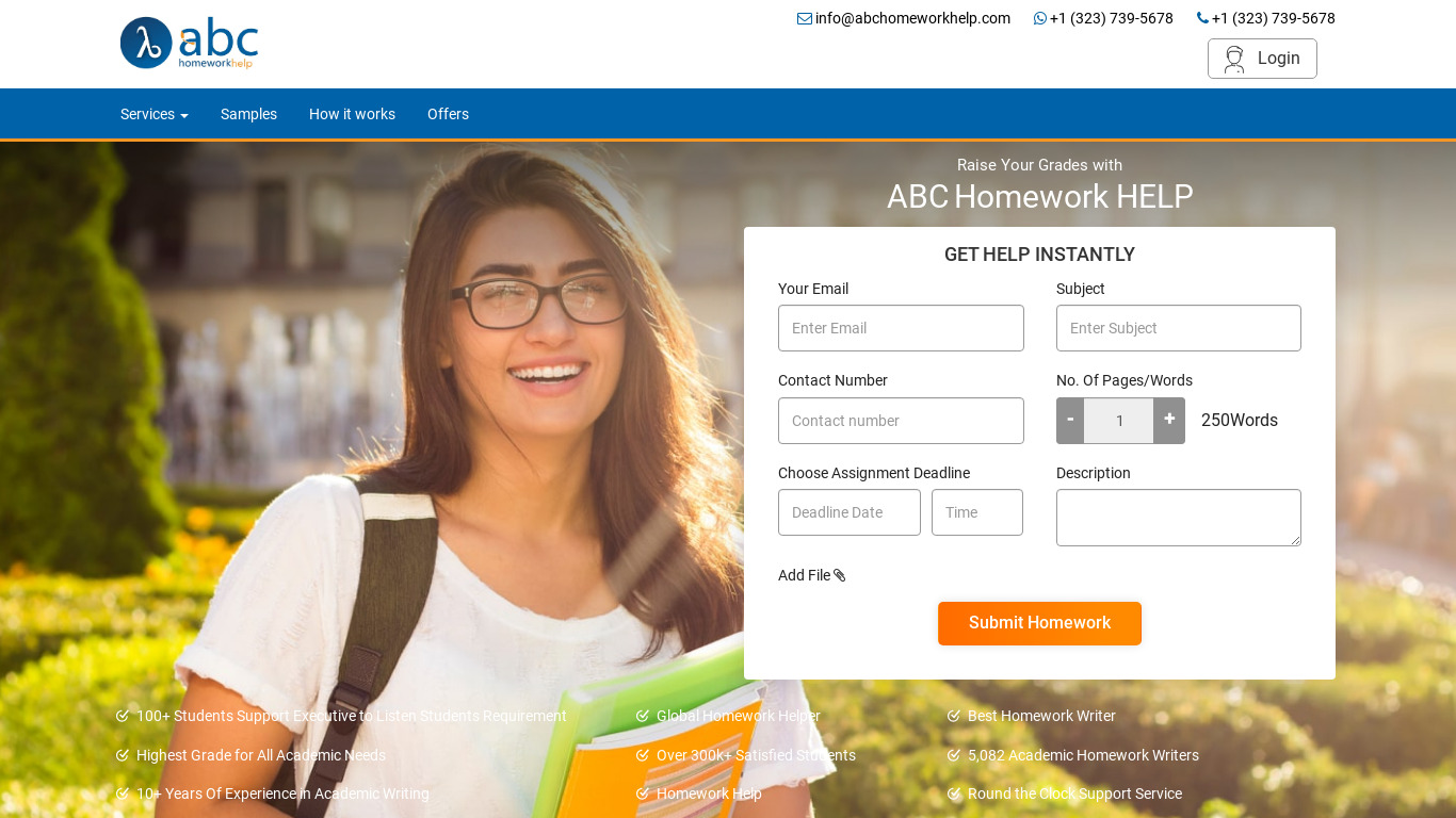 ABC Homework Help Landing page