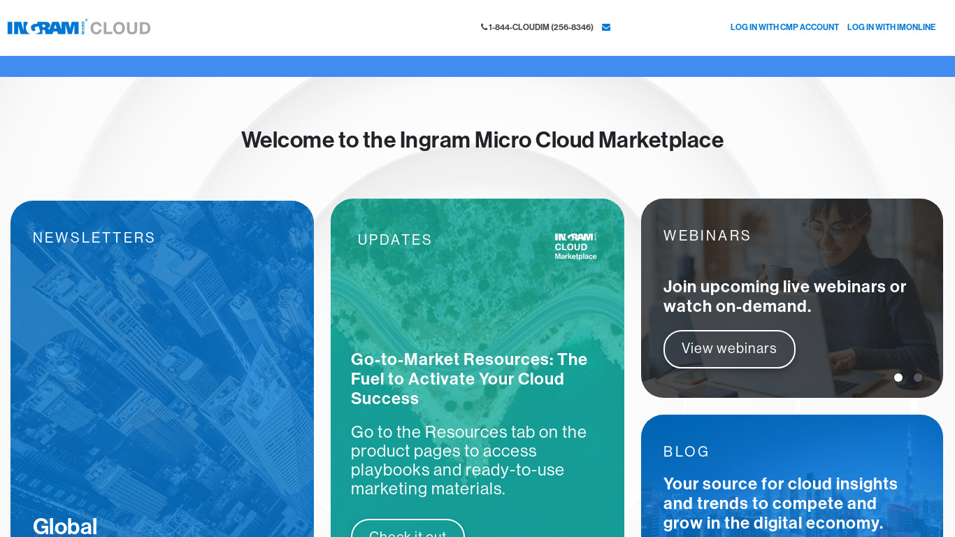 Ingram Micro Cloud Marketplace Landing page