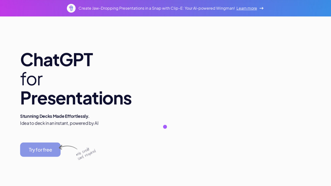 Presentations.ai Landing page