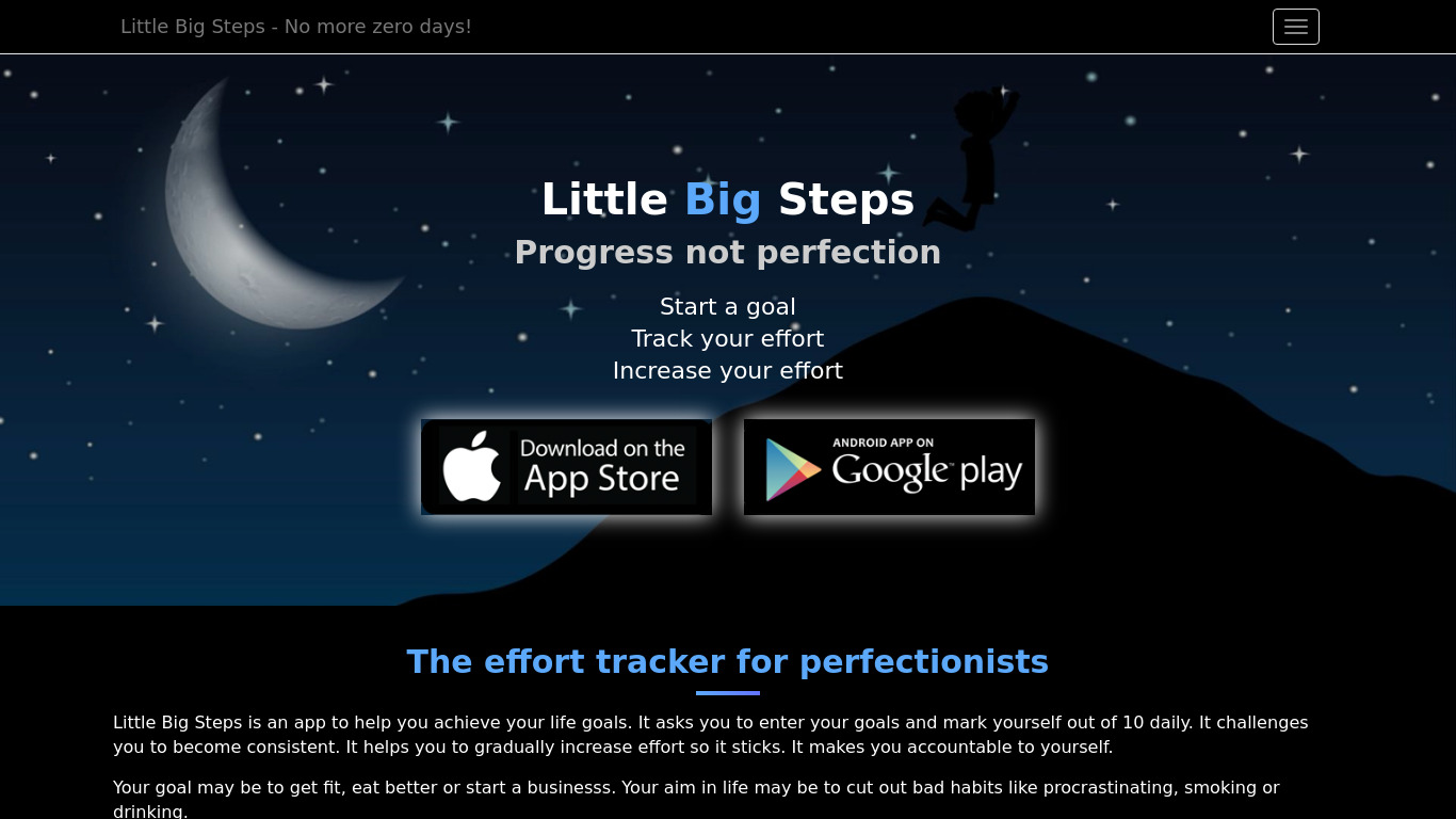 Little Big Steps App Landing page